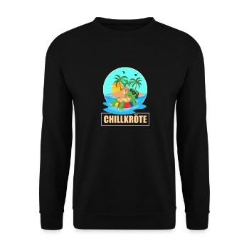 Chillkröte - Schildkröte vor Insel im Meer - Unisex Pullover - Schwarz - Vorne - Alina (178cm) & Michal (187cm)