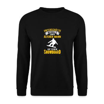Snowboard Schnee Geschenkidee - Unisex Pullover - Schwarz - Vorne - Alina (178cm) & Michal (187cm)