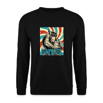 Retro ginpanse monkey - Unisex Sweatshirt - black - Front - Alina (178cm) & Michal (187cm)