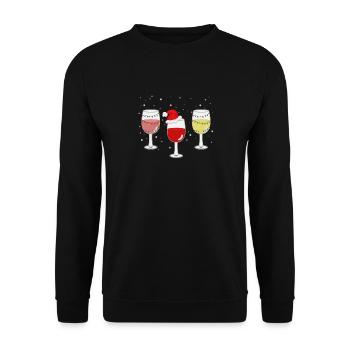 Wein Weihnachten Weinliebhaber Geschenk - Unisex Pullover - Schwarz - Vorne - Alina (178cm) & Michal (187cm)