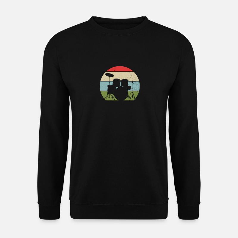 Drummer Drums Retro Sunset Drumset - Unisex Sweatshirt - black