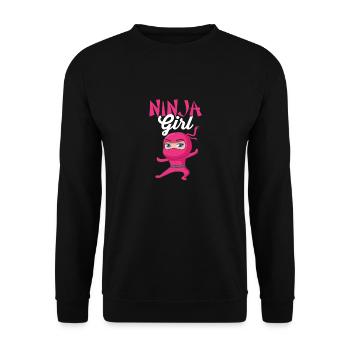 Funny And Cute Pink Ninja Girl - Unisex Pullover - Schwarz - Vorne - Alina (178cm) & Michal (187cm)