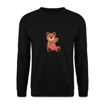 Mignon ours au cœur - Sweat-shirt Unisexe - noir - Devant - Alina (178cm) & Michal (187cm)