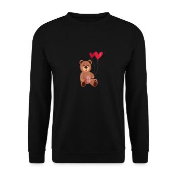 Niedlicher Bär mit Herz - Unisex Pullover - Schwarz - Vorne - Alina (178cm) & Michal (187cm)
