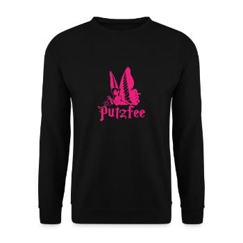 Putzfee Putzfrau Ordnung Putzfimmel Putzen - Unisex Pullover - Schwarz - Vorne - Alina (178cm) & Michal (187cm)