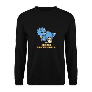 Großer Brudersaurus 2020 Bruder Dino Geschenk zur - Unisex Pullover - Schwarz - Vorne - Alina (178cm) & Michal (187cm)
