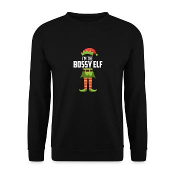 Dans The Bossy Elf Matching Family Group Christmas - Sweat-shirt Unisexe - noir - Devant - Alina (178cm) & Michal (187cm)