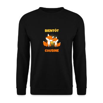 Bientôt Cousine Süße Füchse - Unisex Pullover - Schwarz - Vorne - Alina (178cm) & Michal (187cm)