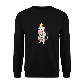 Vache Noël Sapin de Noël Santa Hat Lus - Sweat-shirt Unisexe - noir - Devant - Alina (178cm) & Michal (187cm)