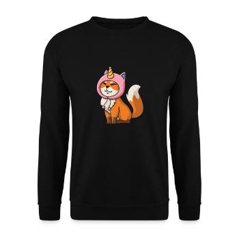 Fox kawaii unicorn hat unicorn rainbow - Unisex Sweatshirt - black - Front - Alina (178cm) & Michal (187cm)
