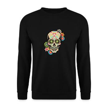 Crâne de sucre, jour des morts, Dia de los Muertos - Sweat-shirt Unisexe - noir - Devant - Alina (178cm) & Michal (187cm)