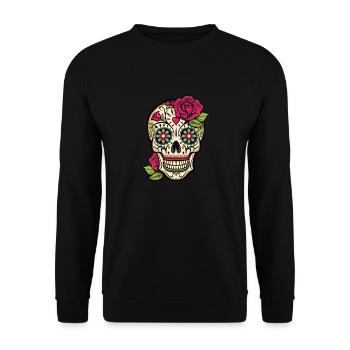 Crâne de sucre, jour des morts, Dia de los Muertos - Sweat-shirt Unisexe - noir - Devant - Alina (178cm) & Michal (187cm)