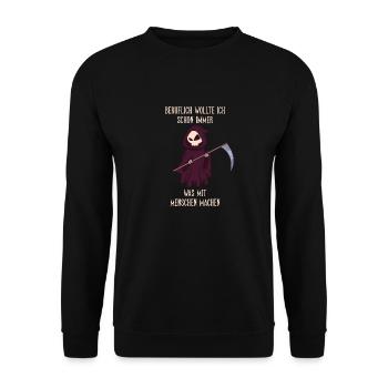Beruflich wollte ich schon immer was mit Menschen - Unisex Pullover - Schwarz - Vorne - Alina (178cm) & Michal (187cm)