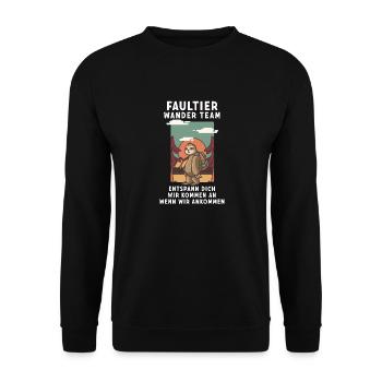 Bergsteiger Wandern Wanderer Faultier Wander Team - Unisex Pullover - Schwarz - Vorne - Alina (178cm) & Michal (187cm)