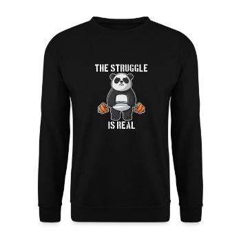 Panda Fitness Gym workout the struggle is real - Unisex Pullover - Schwarz - Vorne - Alina (178cm) & Michal (187cm)