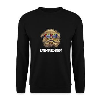 lustiges Chemnitz Karl Marx Stadt Nischel Geschenk - Unisex Pullover - Schwarz - Vorne - Alina (178cm) & Michal (187cm)