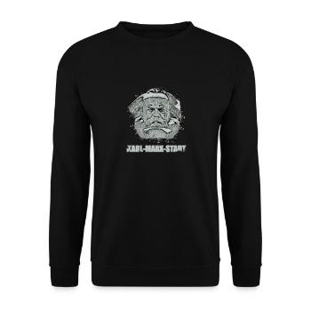 lustiges Chemnitz Karl Marx Stadt Nischel Geschenk - Unisex Pullover - Schwarz - Vorne - Alina (178cm) & Michal (187cm)