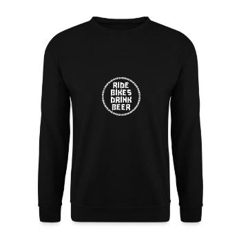 Fahrrad fahren Bier trinken - Unisex Pullover - Schwarz - Vorne - Alina (178cm) & Michal (187cm)
