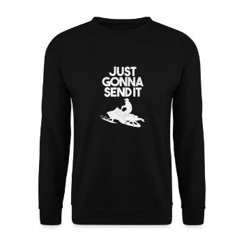 Snowmobile Rider Silhouette Distressed Just Gonna - Unisex Sweatshirt - black - Front - Alina (178cm) & Michal (187cm)