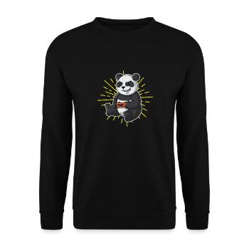 Gamer Panda Nur noch eine Runde Gaming mit Leidens - Unisex Pullover - Schwarz - Vorne - Alina (178cm) & Michal (187cm)