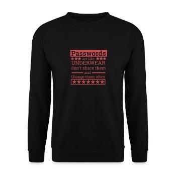 "Passwords are like underwear" | Computer 100172 - Unisex Sweatshirt - black - Front - Alina (178cm) & Michal (187cm)