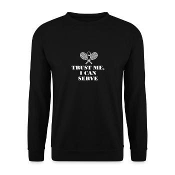 Cooler Tennis Spruch - Unisex Pullover - Schwarz - Vorne - Alina (178cm) & Michal (187cm)