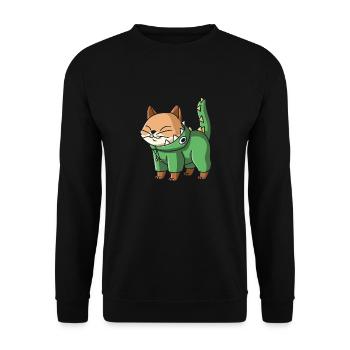 Kawaii cat in dinosaur costume. Sweet Japanese - Unisex Sweatshirt - black - Front - Alina (178cm) & Michal (187cm)
