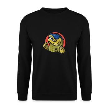 Karpfen Angler Anglergeschenke Geschenk AnglerPapa - Unisex Pullover - Schwarz - Vorne - Alina (178cm) & Michal (187cm)