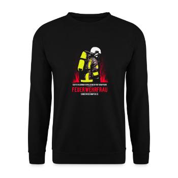 Echte Heldinnen sind Feuerwehrfrauen - Unisex Pullover - Schwarz - Vorne - Alina (178cm) & Michal (187cm)