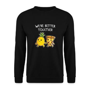Pizza Hawaï Pizza Ananas Manger Pizza & Ananas - Sweat-shirt Unisexe - noir - Devant - Alina (178cm) & Michal (187cm)