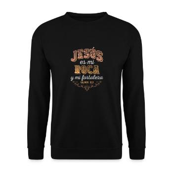 camisa cristiana para mujer en español - Jesus es - Sweat-shirt Unisexe - noir - Devant - Alina (178cm) & Michal (187cm)