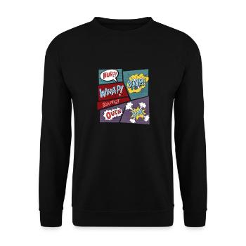 Comic Superhelden Comicbücher Kinder Geschenk - Unisex Pullover - Schwarz - Vorne - Alina (178cm) & Michal (187cm)