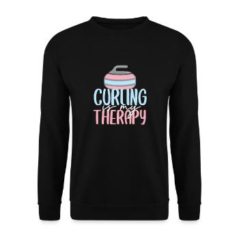 curling wintersport eis sport geschenk - Unisex Pullover - Schwarz - Vorne - Alina (178cm) & Michal (187cm)