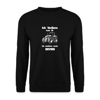 ich verliere kein öl ich makiere mein Revier - Unisex Pullover - Schwarz - Vorne - Alina (178cm) & Michal (187cm)