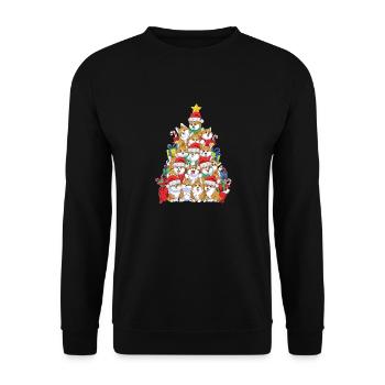 Funny Corgi Christmas Tree Christmas Gift - Unisex Sweatshirt - black - Front - Alina (178cm) & Michal (187cm)