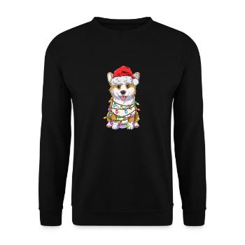 Funny Corgi Christmas Tree Christmas Gift - Unisex Sweatshirt - black - Front - Alina (178cm) & Michal (187cm)