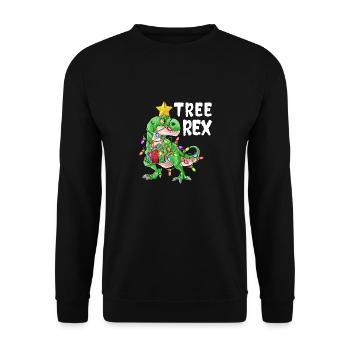 Lustiges Tree Rex Weihnachten T-Rex Dinosaurier Xm - Unisex Pullover - Schwarz - Vorne - Alina (178cm) & Michal (187cm)