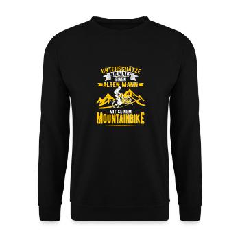 Mountainbike MTB Bike Geschenkidee - Unisex Pullover - Schwarz - Vorne - Alina (178cm) & Michal (187cm)