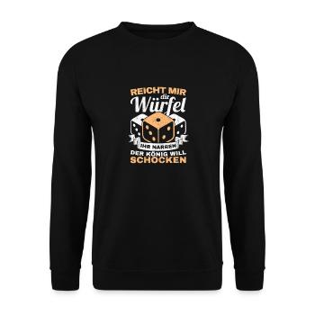 Schocken König Trinkspiel Geschenk Würfelspiel - Unisex Pullover - Schwarz - Vorne - Alina (178cm) & Michal (187cm)