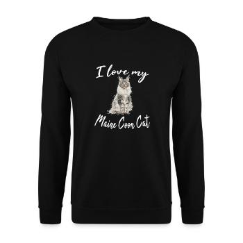 Maine Coon Katze kitten Mainecoon Katzenmotiv - Unisex Pullover - Schwarz - Vorne - Alina (178cm) & Michal (187cm)