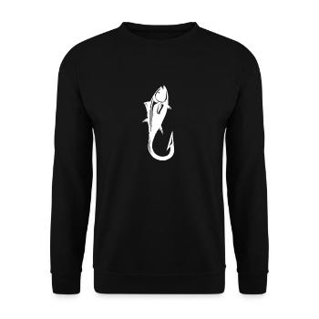 Tiefsee Thunfisch Angelhemd - Angelhaken Shirt - - Unisex Pullover - Schwarz - Vorne - Alina (178cm) & Michal (187cm)