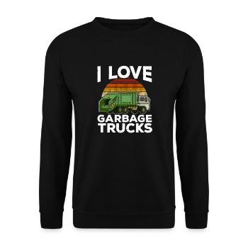 I Love Garbage Trucks graphic Kids Toddler City - Unisex Sweatshirt - black - Front - Alina (178cm) & Michal (187cm)