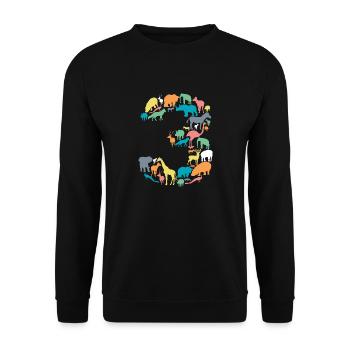 3ème anniversaire anniversaire de l'enfant 3 ans animaux - Sweat-shirt Unisexe - noir - Devant - Alina (178cm) & Michal (187cm)