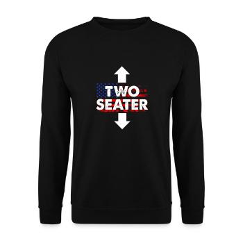 Deux Seater 1Vintage USA Flag Two Seater Arrow Spor - Sweat-shirt Unisexe - noir - Devant - Alina (178cm) & Michal (187cm)