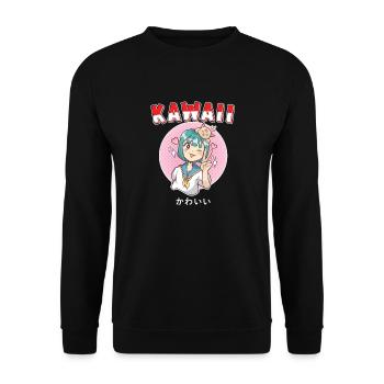 Filles kawaii jolies dames kawaii japonaises - Sweat-shirt Unisexe - noir - Devant - Alina (178cm) & Michal (187cm)