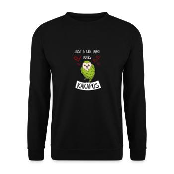 Just a girl who loves Kakapos New Zealand parrot - Unisex Sweatshirt - black - Front - Alina (178cm) & Michal (187cm)