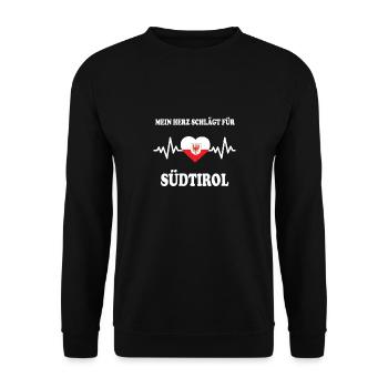 Mein Herz schlägt für Südtirol mit Wappen - Unisex Pullover - Schwarz - Vorne - Alina (178cm) & Michal (187cm)