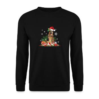 Deutscher Schäferhund Weihnachten - Unisex Pullover - Schwarz - Vorne - Alina (178cm) & Michal (187cm)