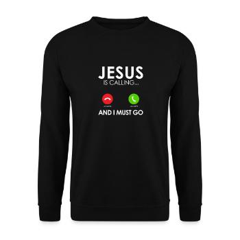 Religious Christian Jesus Is Calling And I Must Go - Unisex Sweatshirt - black - Front - Alina (178cm) & Michal (187cm)