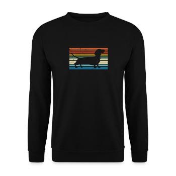 Retro Wiener Hund Shirt - Vintage Dackel Shirt - - Unisex Pullover - Schwarz - Vorne - Alina (178cm) & Michal (187cm)
